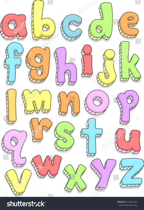 doodle illustration featuring small letters alphabet stock vector  shutterstock