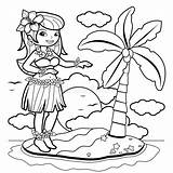 Coloring Hula Hawaiian Girl Island Dancer Book Clipart Vector Clip Pages Woman Islands Pacific Illustrations Dancing Illustration sketch template