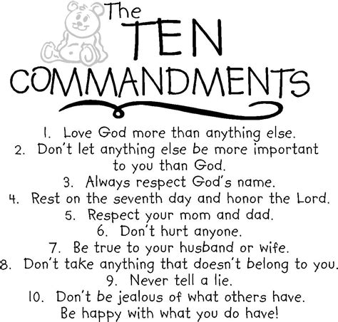 ten commandments  children printable