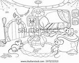 Coloring Vector Mouse Cartoon Zentangle Children Family Style House Shutterstock sketch template