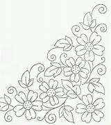 Flower Embroidery Patterns Trace Flowers Hand Designs Pattern Coloring Borders Broderie Para Redwork Stitch Modele Pages Clipart Simple Sketches Corner sketch template