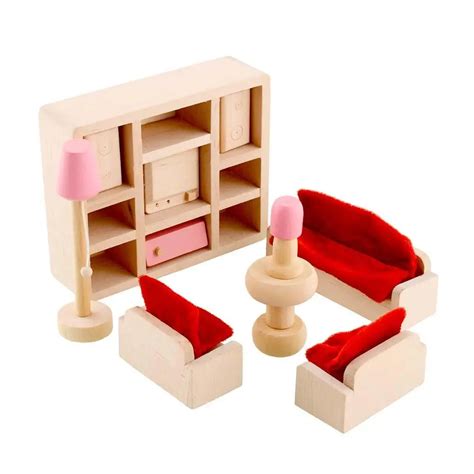 set wooden living room dolls house furniture miniature sofa table