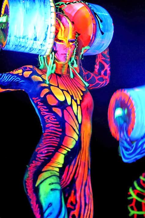 Abstract World S Largest Body Painting Black Light Party