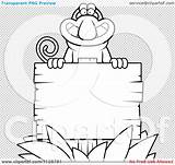 Monkey Proboscis Coloring Outlined Behind Wooden Sign Designlooter Clipart Cartoon Vector  Has sketch template