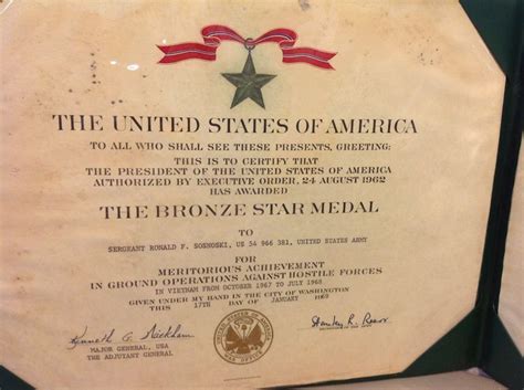bronze star medal citation