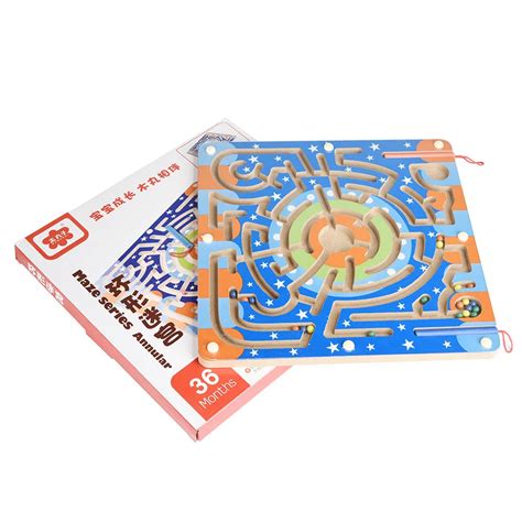 muqgew wooden maze puzzle annular labyrinth  magnetic beads maze
