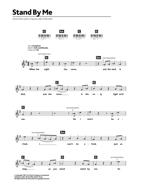 Stand By Me Sheet Music By Ben E King Keyboard 43254