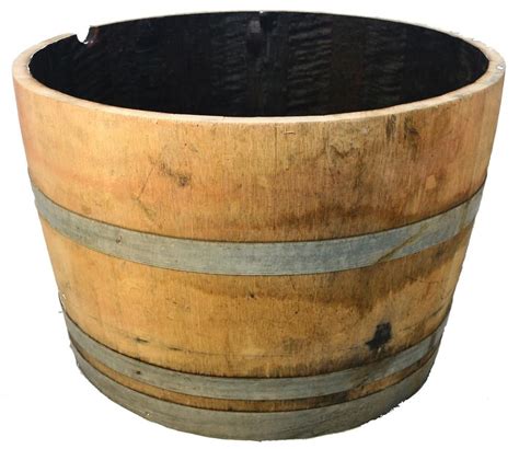 Real Wood Products Half Wine Barrel Barrel Planter Whiskey Barrel