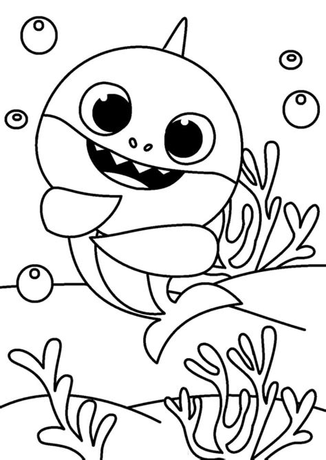 friendly baby shark coloring page  printable coloring pages  kids