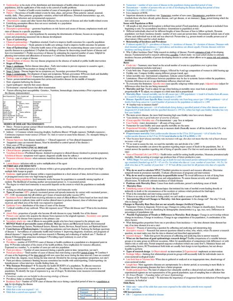 epidemiology cheat sheet midterm epidemiology   study