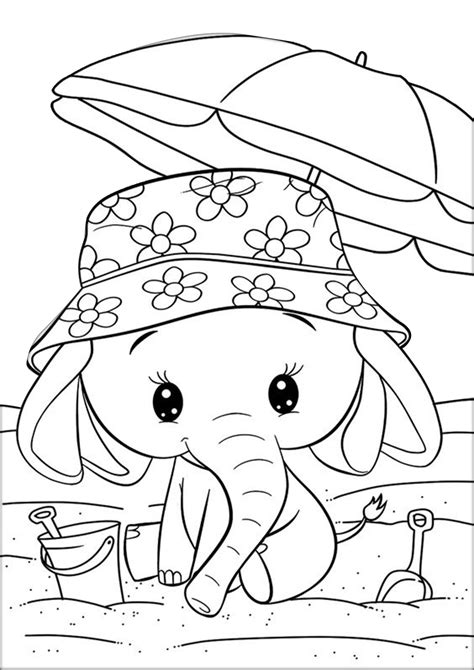 cute adorable  elephant coloring pages print color craft