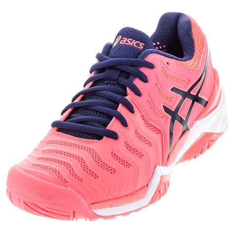 asics womens gel resolution  tennis shoes diva pink  indigo blue