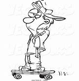 Teenage Cartoon Coloring Boy Skater His Vector Outlined Pockets Hands Skateboarding Ron Leishman Royalty sketch template