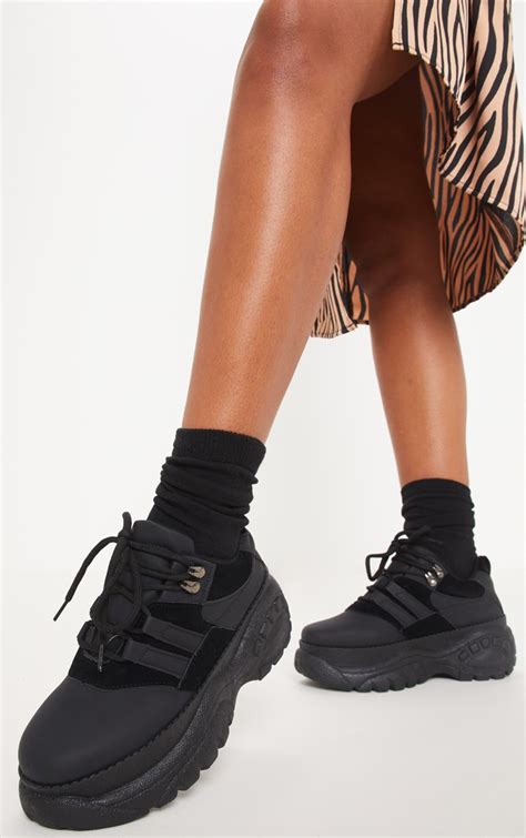 black  chunky sneaker shoes prettylittlething