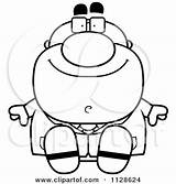 Scientist Male Outlined Pudgy Sitting Clipart Cartoon Cory Thoman Vector Coloring Royalty Chubby Happy 2021 sketch template