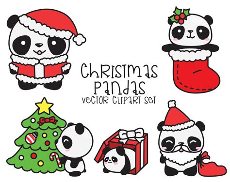 premium vector clipart kawaii navidad pandas linda navidad