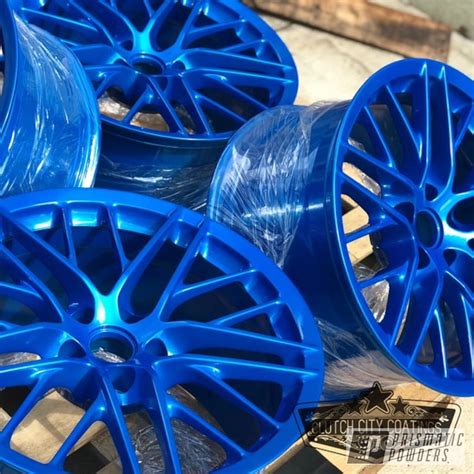 blue powder coated chevrolet corvette wheels prismatic powders