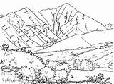Coloring Pages Mountain Mountains Range Kids sketch template