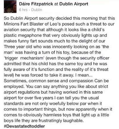 arbroath toddlers minion fart gun seized  airport   deemed