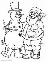 Coloring Snowman Pages Santa Printable Seasons Weather sketch template