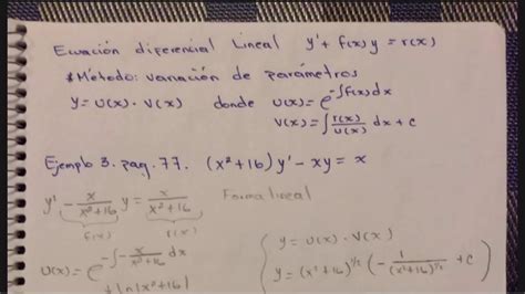 027 Ecuaciones Diferenciales Lineales Método De Variación De