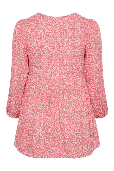 bump it up maternity plus size pink ditsy print shirred swing top