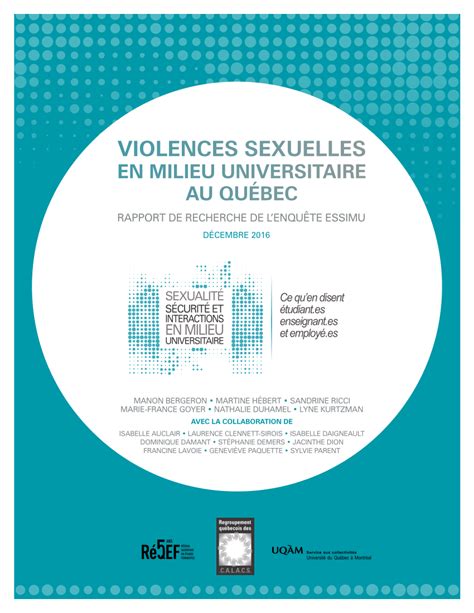 pdf violences sexuelles en milieu universitaire au québec rapport de recherche de l enquête