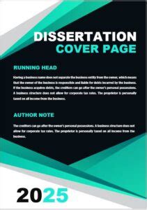 printable dissertation cover page template design