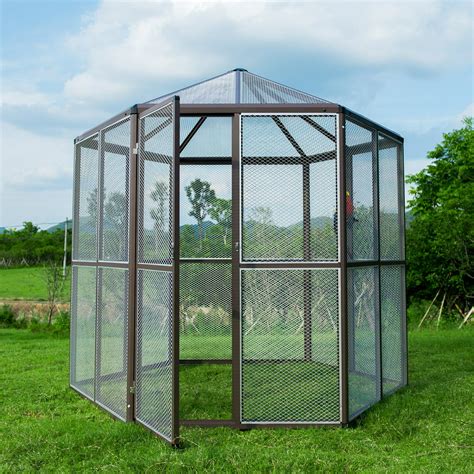 walcut large aluminum hexagonal walk  bird aviary cages parrot macaw