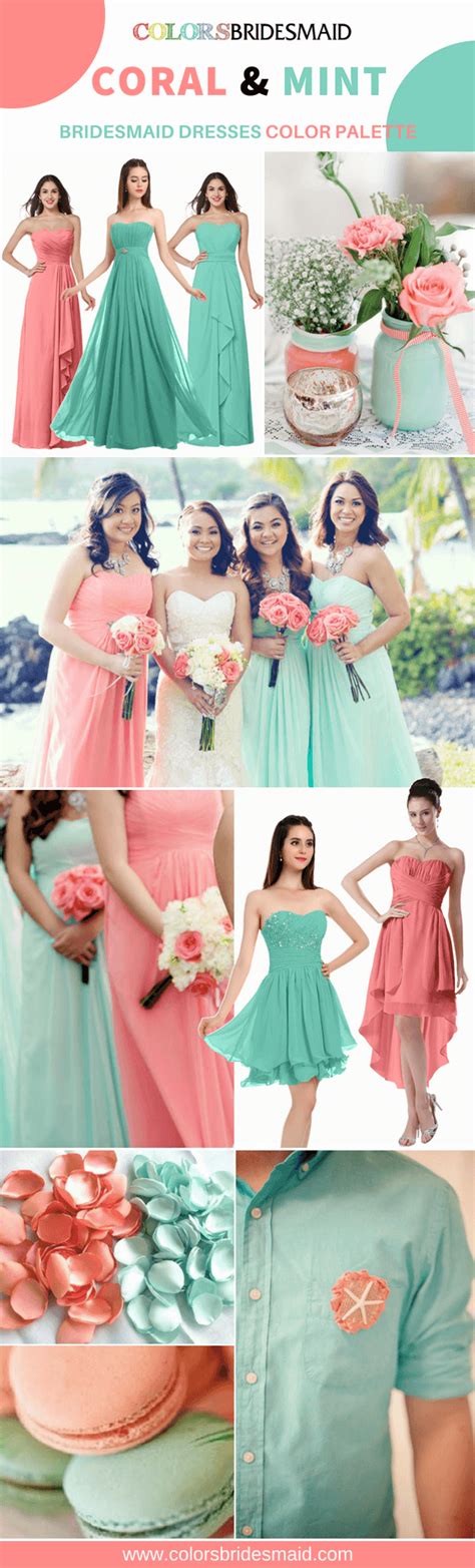 coral  mint bridesmaid dresses   great colorsbridesmaid