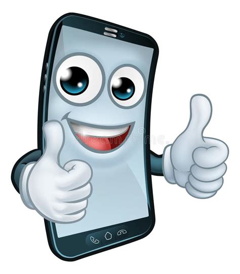 mobile phone thumbs  cartoon mascot stock vector illustration