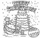 Christmas Drawing Sketch Merry Coloring Scene Book Pages Tree Xmas Simple Kids Stuff Easy Color People Fun Funny Winter Pencil sketch template