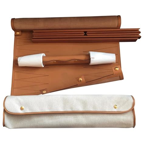 hermes backgammon set  natural leather  beechwood