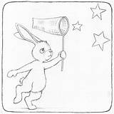 Bunny Coloring Catching Stars Downloadable Star sketch template