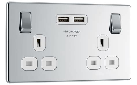 colours  polished chrome switched double socket   usb departments diy  bq