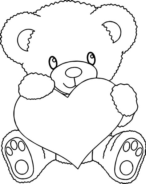teddy bear holding  heart coloring pages  getcoloringscom