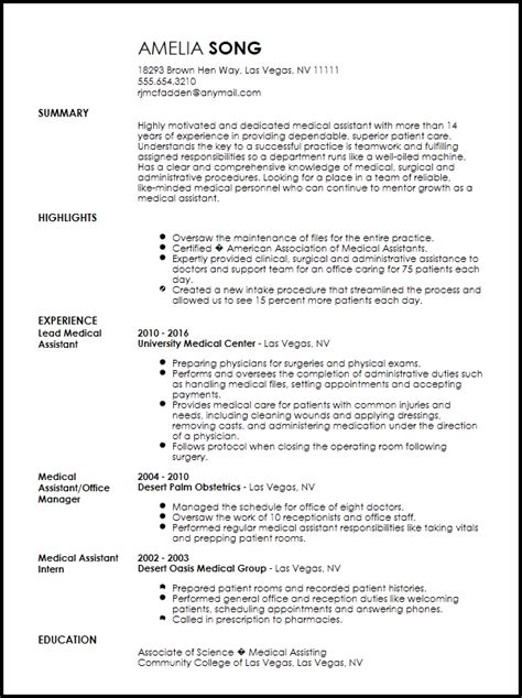 medical assistant resume template  samples examples