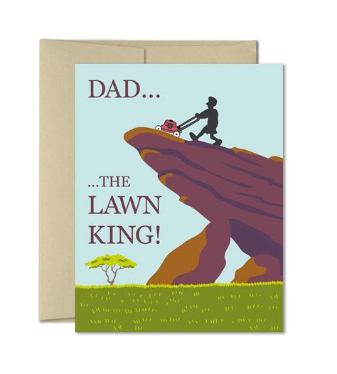 humorous fathers day card funny cards  dad  lawn king