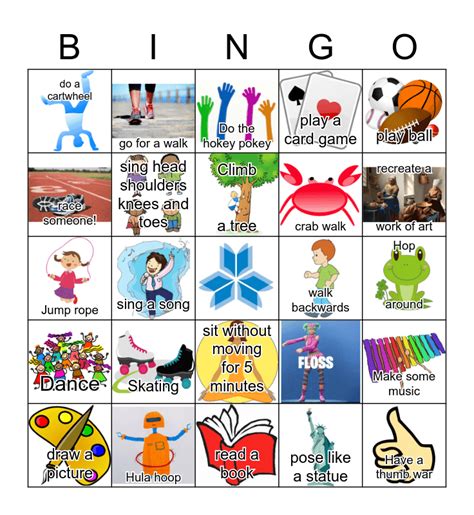 kids activity bingo card