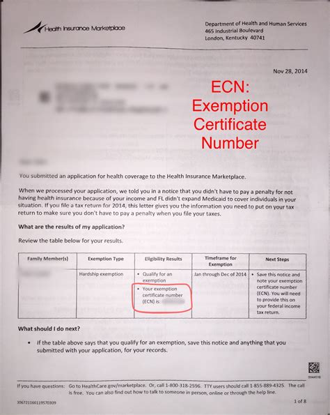 exemption certificate number ecn