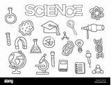 Scienza Elemente Malbuch Wissenschaft Umrisse Gezeichnet Elementi Spiel Disegnati Modello Delineare Impostato sketch template