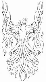 Coloring Phoenix Pages Flames Adult Bird Patterns Drawing Tattoo Printable Rising Drawings Book Pattern Tooling Colouring Tattoos Designs Adults Line sketch template