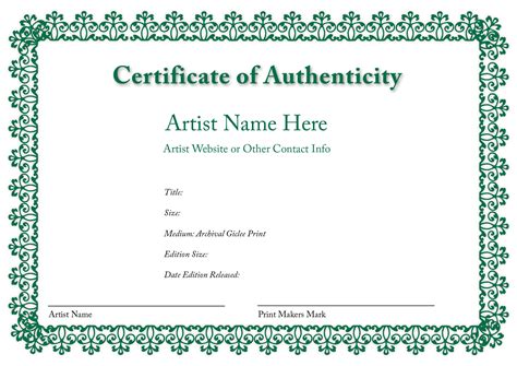 certificate  authenticity   art print art certificate
