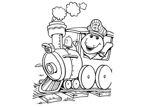barney coloring pages drive  train  printable coloring pages