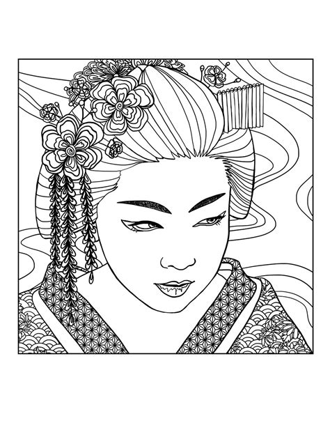 geisha coloring   designlooter