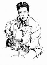 Presley Rockabilly Guitar Adult Ausmalen Sheets Gravure Zeichnen Skizzen Gesundheit Graceland Caricature Rhythm 1957 Gibson Tanz Schauspieler Kreativ Gravura Designspiration sketch template