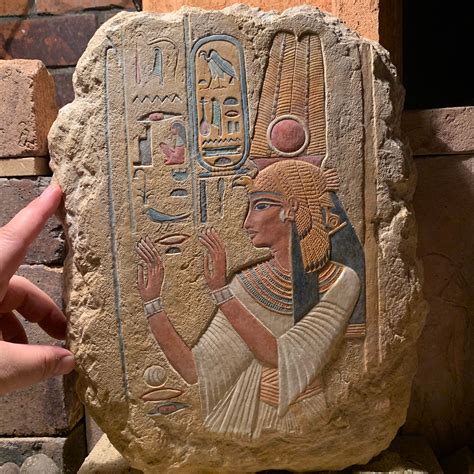 Egyptian Art Sculpture Painted Relief Carving Of Queen