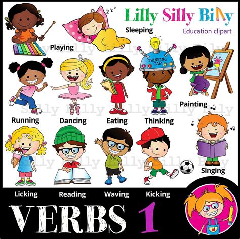 verbs  clipart  small commercial  education  etsy