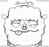 Sheep Mascot Drunk Lineart Character Illustration Cartoon Royalty Cory Thoman Graphic Clipart Vector sketch template