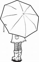 Umbrella Coloring Girl Holding Printable Spring Click sketch template
